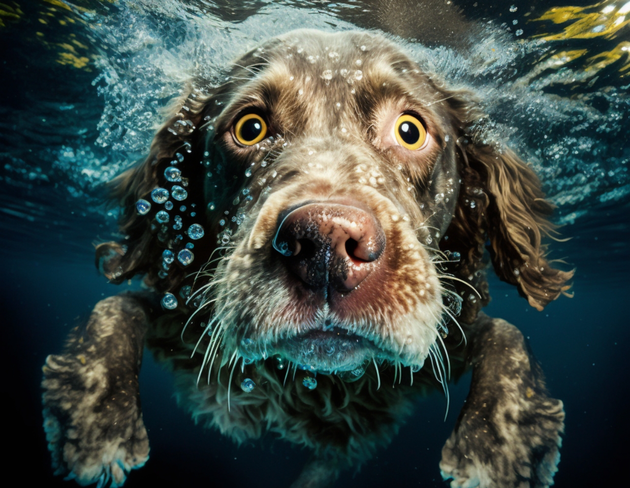 Digitale Fotobearbeitung - Hund unter Wasser Foto